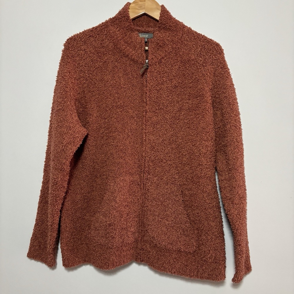 Natural Reflections Sherpa Zip Up Sweatshirt Woman XL Cozycore‎ Cabincore Fleece